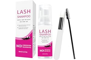 HKBTCH Wimpernshampoo für Wimpernverlängerung 60ml, Wimpernschuam Wimpernpflege, Lash Shampoo für Salon und Heimgebrauch, Paraben & Sulfat frei, Wimpernpflege Wimpernextension Reinigung mit 2 Bürsten