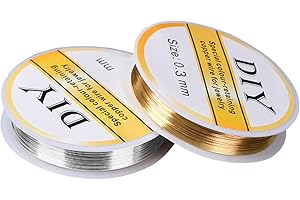 Zeayebsr 2 rotoli di filo per gioielleria 20 m/rotolo di filo per gioielleria 0,3 mm filo di rame filo artigianale filo resistente allo strappo per gioielli per artigianato lavorazione