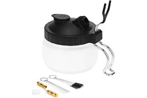 QWORK® Kit de Limpiador aerografo, Bote de Limpieza con Soporte, 5 cepillos de Limpieza, 5 Agujas de Limpieza, 1 rasqueta de Limpieza