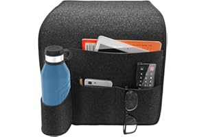 Tyuodna Hanging Bedside Storage Bag, Sofa Organiser Caddy Hanging Bedside Storage Bag, Felt Hanging Organizer Bag Anti-Slip with Water Bottle Holder, for Home Bed Rails, Sofa, Bunk Beds (Black)