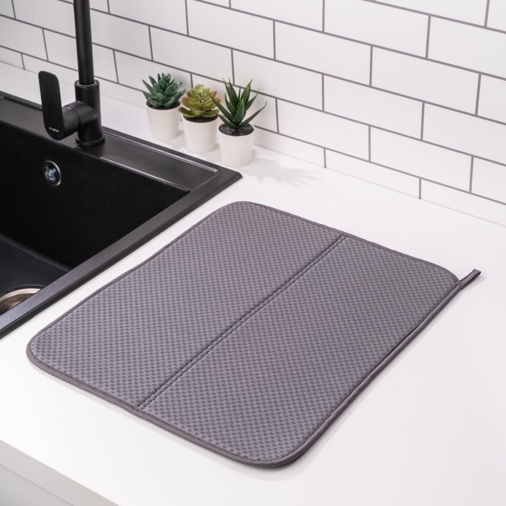 Homelka Mutfak Tezgahı için Bulaşık Kurutma Paspasları, Çeşitli Amaçlar İçin Süper Emici Mikrofiber Bulaşık Süzgeci, Şık ve Etkili, Hızlı Kuruyan Bulaşık Matı, 43 cm x 35 cm, Anhracite