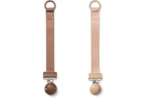 Elodie Details Schnullerclip – Nachhaltige Schnullerkette mit Holzclip – BPA-freier Schnullerhalter aus recyceltem Polyester – Schnullerband für Jungen & Mädchen – 2er Pack – Burned Clay/Rosa