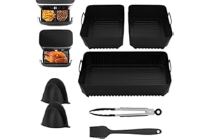 YTUGIL Hot Air Fryer Accessories Compatible with Ninja AF500EU 5.2L / 10.4L, Cosori Dual Blaze TwinFry XXL 10L, Silicone Insert for Hot Air Fryer, Reusable & Food-Grade Airfryer Accessories