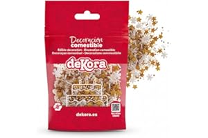 dekora – Sprinkles de Navidad 100g, confeti de azúcar comestible en blíster, decoraciones dulces en forma de estrellas, copos de nieve y bolitas, tartas, galletas y cupcakes