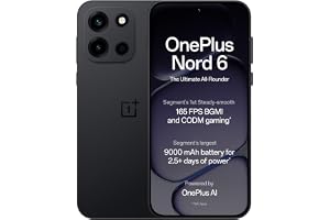 OnePlus Nord 6 | 8GB+256GB | Pitch Black | Snapdragon 8s Gen 4 | Segment's First Stable 165FPS Gaming | Segment's Largest 9000mAh Battery | Most Complete IP Rating | Personalized AI