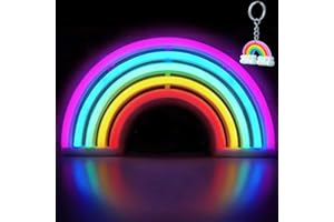XIYUNTE Rainbow Neon Light Sign, USB or Battery Powered Rainbow Neon Signs for Wall Decor, Colorful LED Rainbow Neon Lights for Bedroom, Kids Room, Girls Room, Night Light, Party, Kids Gift