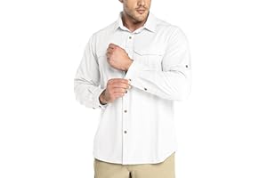 Outdoor Ventures Męska koszula rekreacyjna, z długim rękawem, oddychająca, szybkoschnąca, funkcyjna, męska, na wiosnę i lato, ochrona przed promieniowaniem UV