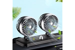 12v Autoventilator Kamanan Einstellbar Auto Lüfter Elektrischer 2-gang Doppelkopf Autolüfter Kann 180° Tragbarer Ventilator Mit 1.8m Zigarettenanzünder Stromkabel Drehen für Auto LKW SUV RV