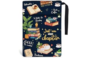 Hobbspring 1pc Paperbacks Book Covers 13.4x9.45 inch Just One More Chapter Cat Coffeee Books Sleeves with Zipper and Front Pocket Bookish Book Protectors for Bookworm Women Back to School