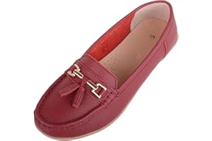 ABSOLUTE FOOTWEAR Womens Slip On Casual Leather Loafer/Deck/Boat Shoes/Sandals