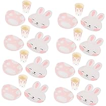 Set Stoviglie Di Carta Pasqua 51 Pezzi - Tema Coniglietto, Per 10 Persone | Tovaglia, Piatti, Bicchieri - Foto 11