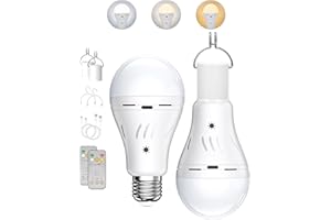 HONGNIX 2 Pack Bombillas Recargables Control Táctil con Mando a Distancia Largo Tiempo de Funcionamiento Brillo Ajustable Luz Blanca/Caliente