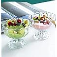 Kosh Crystal Clear Dessert Bowl Set - Ice Cream & Fruit Salad Glass Bowls (Set of 6)