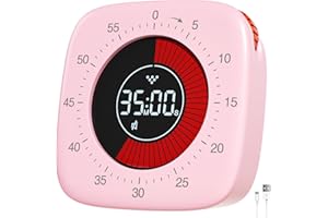 Dealswin Wizualny timer, możliwość ponownego ładowania, timer cyfrowy z 4 trybami alarmu, 60-minutowy timer odliczania i odliczanie czasu, dla dzieci, do nauki, pracy dorosłych, kuchni, gotowania