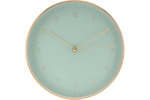 LUUK LIFESTYLE Minimalista Reloj de Pared (24cm), Silencioso sin Tic TAC, Relojes Pared Cocina, Movimiento Cuarzo sin Ruido, Decoración Moderno, Salon, Oficina, Dormitorio, Verde Menta y Dorado