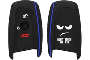 kwmobile Accessoire clé de Voiture Compatible avec BMW (Keyless Go Uniquement) 3-Bouton - Coque en Silicone Souple pour Clef de Voiture Blanc-Noir-Bleu
