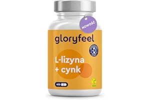 ‎GLORYFEEL L-Lizyna - 400 wegańskich kapsułek - 1000 mg lizyny w wysokiej dawce dziennej - Niezbędny aminokwas z cynkiem dla układu odpornościowego oraz skóry, włosów i paznokci - Z fermentacji roślinnej