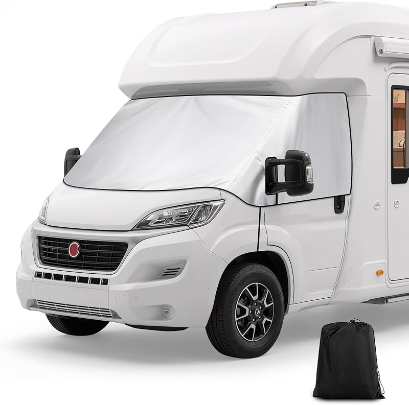 Coviek Frontscheibenabdeckung Wohnmobil fĂĽr FIAT Ducato, Peugeot Boxer, Citroen Jumper X250/290 (2006-2025), 600D Scheibenabdeckung mit Weichem Futter, Wasserdicht & Sonnenschutz fĂĽr den AuĂźenbereich
