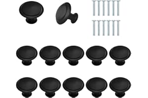 Parastar 12 Stück Schrankknöpfe,30 mm Runde Möbelknöpfe,Schrankknopf mit Schrauben,Schwarz Knöpfe für Schränke,Schicke Schubladen Knöpfe für Küche Schrank Schublade Kommode Türen Möbel