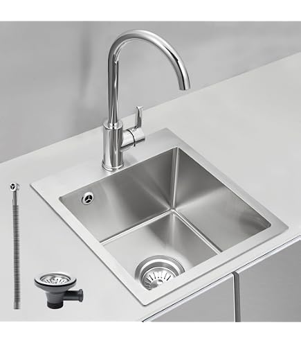 OUGOO Küchenspüle Topmount - 50,8x40,6 Cm, Edelstahl Gebürstet, Schalldämpfend, 18 Gauge