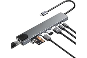 LUONANAVA Hub USB C 8 in 1, Adattatore USB C con 4K HDMI, Ethernet RJ45, PD 100W, USB 3.0/2.0, Lettore Schede SD/TF, Docking Station per MacBook Air/Pro, iPad, Surface, Samsung, Steam Deck