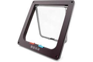 PETCUTE Gateras Puerta Magnética Puerta para Mascotas Manual de 4 vías de Bloqueo Puerta Gato y Perro