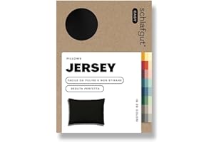 schlafgut Federa Easy Jersey 60x80 cm, in 100% cotone super soft, cerniera nascosta, ultra morbida e traspirante, certificazione Oeko-Tex, Off-Black