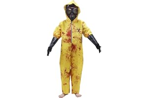 NASSMOSSE Hazmat kostym för barn med huva blodig dragkedja för barn inkluderar kostym, handskar och mask, utklädningsdräkter