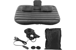 Dioche Letto Gonfiabile Auto Pieghevole Materassino da Viaggio per Sedile Posteriore Auto Materasso Aria di Campeggio Auto Multifunzionale con Pompa Aria Elettrica(Nero)