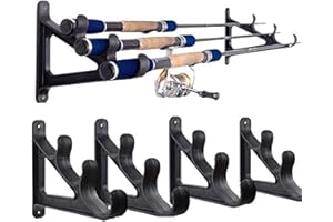 Croch 2 Paires Support Mural de Canne à pêche Montage Horizontal sur Le Mur de Plafond Organisateur économiseur d'espace pour Canne à pêche, bâtons de randonnée, bâtons de Ski, bâtons de Hokey