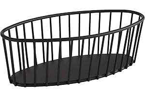 Cesta de malla metálica redonda APS "Urban", cesta de malla resistente, (L x A x A) 21 x 10 x 7 cm, panera, cesta de frutas, cesta de verduras, apilable, apta para el lavavajillas, Negro