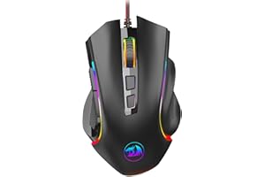 Redragon M602 Gaming Mouse, Ergonomic RGB Gaming Mouse Wired with 9 Programmable Buttons, 7200 DPI Adjustable, 7 Backlit Modes, Professional Optical Gamer Mouse for Gamer Office, Black