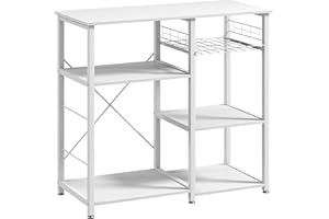 SogesPower Estantería para cocina con estante de almacenamiento y ganchos laterales, soporte para microondas, utilidad de organización, 3 niveles, cocina, salón y pasillo