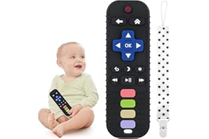 WUJUN Silikon-Beißspielzeug für Kleinkinder, ferngesteuerte Beißringe für Babys, Kauspielzeug, Relief-Beruhigungs-Set, BPA-frei/einfrierbar/spülmaschinen- und kühlschrankfest (Schwarz)