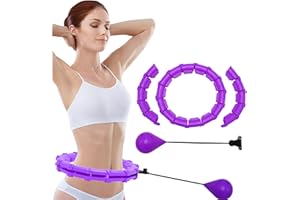 ABPOK DO BEST Smart Weighted Hula Hoops, 2 in 1 Abdomen Fitness Weighted Massage Hula Ring Hoop，Smart Adjustable 24 Sections Detachable Hoola Hoop