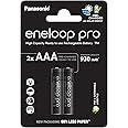 eneloop Pro, AAA/Micro, Rechargeable Battery, Pack of 2, Capacity of 930 mAh, Ready-to-Use Ni-MH Batteries, 500 Recharge Cycles, Plastic Free Packaging, Pro, Black