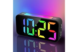 Netzu Wecker Digital, Kinder Wecker mit Licht, Digitaler Wecker mit Großes LED-Display, Schlummerfunktion, 12/24 Stunden, Helligkeitseinstellung, USB-Ladeanschluss, Lichtwecker für Schlafzimmer Deko