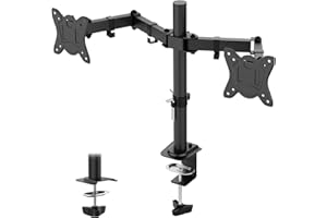 GRIFEMA Braccio Monitor Doppio - Supporto Monitor da Scrivania per 2 Schermi LCD/LED da 13-27'' Pollici, Regolabile, Rotazione a 360°, Max. Peso 10 kg per Braccio, VESA 75/100 MM, GB2001A-2, Nero