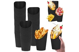 REFORUNG 50 Stück Bubble Waffeln Tüten 16oz Schwarzer Kraftpapierbecher Pommes Tüten Bubble Waffeleisen Tüten Snack-Container Pommesbox Pommeshalter Papier für Mitnahme Party Waffel Eis