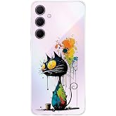 Samsung Galaxy A36 4G ile Uyumlu Splash Kedi Tasarımlı Şeffaf Silikon Kılıf