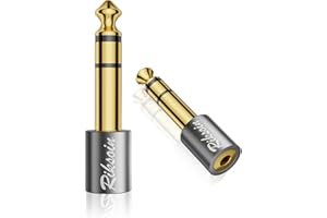 RIKSOIN Adapter jack 3,5 mm na 6,35 mm 2 sztuki, 6,35 wtyczka jack adapter do słuchawek jack 3,5 [pozłacany, dźwięk Hi-Fi] do słuchawek, głośników, klawiatury, gitary elektrycznej/fortepianu