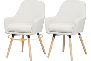 ‎ELUCHANG ELUCHANG Esszimmerstühle 2er Set, 360° Drehbar, 10cm Dicke Polsterung Stuhl mit Hohen Armlehnen, Cremeweiß Samt, bis 150 kg Belastbar, für Schlafzimmer Küche Wohnzimmer