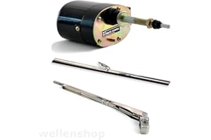 WELLENSHOP Nautika 12 Volt Scheibenwischermotor mit EIN/AUS Schalter, Scheiben-Wischerarm Teleskop, Scheiben-Wischerblatt 280 mm Wischermotor Scheibenwischer Boot