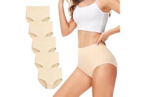 TUUHAW Braguita de Talle Alto Algodón para Mujer Pack de 5 Culotte Bragas de Cintura Alta Cómodo