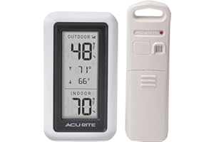 AcuRite Digital Thermometer with Indoor, Outdoor Temperature and Daily High and Lows (00424CA), White