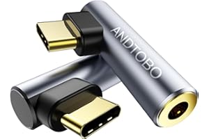 ANDTOBO Adapter audio USB C na 3,5 mm, USB typu C na 3,5 mm żeńskie gniazdo słuchawkowe, adapter Aux, DAC, stereo, HiFi, kąt prosty do iPada Pro Air 5 4, Pixel 7 Pro, Galaxy S23, S23, Ultra, S22, S21, S20,