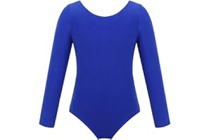 Freebily Maillot de Danza Gimnasia Leotardo para Niñas Maillot Clásico Elástico Manga Larga de Ballet de Algodón Yoga Fitness (3-12 Años)