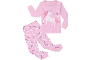 Codkkre Pijamas Niñas Unicornio Pijamas Infantiles Algodón Manga Larga Conjunto Pijamas 3-13 Años