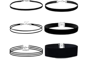 HORREX 6 Pezzi Choker Donna Collana Girocollo Donna Collane Nere Floccate Eleganti Accessori per Il Collo da Donna Oggettistica Collane a Girocollo Collana Girocollo Collana Girocollo in Velluto Girocollo