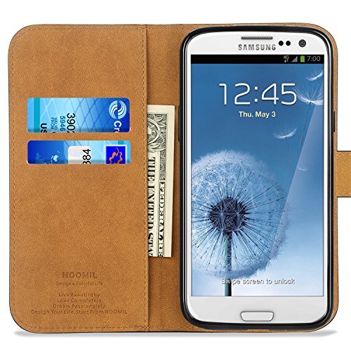 HOOMIL Funda Samsung Galaxy S3  Cuero Premium Fundas para Samsung S3   S3 Neo Carcasa Case  H3035  Negro 